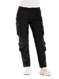 Raroauf Womens Cotton Work Cargo Pants 8 Pockets Baggy Casual Combat Tactical Trousers Black US 10