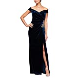 Alex Evenings Women's Long Off The Shoulder Fit and Flare Dress, Imperial Velvet Beaded, 18