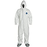 DuPont TY122S Disposable Elastic Wrist, Bootie & Hood White Tyvek Coverall Suit 1414 (Medium)