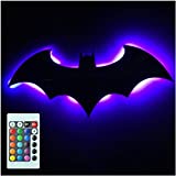 YYZZ LED Night Light,7 Color Mirror USB 3D Batman Remote Control LED Night Light Home Decoration Atmosphere Projection Lamp Wall Lamp ChildrenGiftLED Night Lights