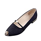 Xinantime Women's Pointed Toe Comfort Flats Slip On Ballet Dressy Shoes for Women Driving Walking Shoes7.5 Black