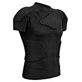Zicac Men's Sports Shock Rash Guard Compression Padded Shirt Soccer Basketball Protective Gear Chest Rib Guards (Black, US:L(Asia Tag XL))