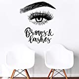 Melissalove Left Eyelashes Decals Quotes Brows & Lashes Wall Stickers Beauty Salon Shop Decor Sign Wall Decal Art Vinyl Bedroom Wallpaper LC465 (Black)