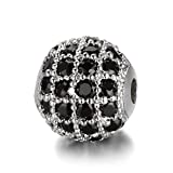 Calvas Beiver 5pcs/lot 8mm/10mm Luxury Micro Pave AAA+ Zircon European Spacer Beads Round Ball Shape Charms for Bracelet Making Jewelry - (Color: 8mm1-2)