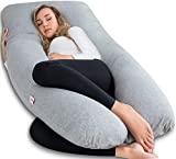 AngQi Pregnancy Pillow with Jersey Cover, U Shaped Full Body Pillow for Pregnant Women and Sleeping, Gray
