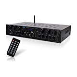 Wireless Home Audio Amplifier System - Bluetooth Compatible Sound Stereo Receiver Amp - 6 Channel 600Watt Power, Digital LCD, Headphone Jack, 1/4'' Microphone IN USB SD AUX RCA FM Radio - Pyle PTA66BT