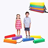 OMNISAFE Upgraded Balance Beams Stepping Stones for Kids, 6 Pc. Set, Indoor & Outdoor Toy Build Coordination and Gross Motor Skills, Non-Slip Textured Surface and All-Inclusive Rubber Edges