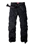 AKARMY Men's Casual Military Army Camo Combat Work Cargo Pants with 8 Pockets Black 32