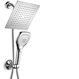 DreamSpa Ultra-Luxury 9' Rainfall Shower Head/Handheld Combo. Convenient Push-Button Flow Control Button for easy one-handed operation. Switch flow settings with the same hand! Premium Chrome