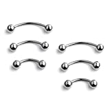 Ruifan 3prs(6pcs) Surgical Steel Tiny Curved Eyebrow Ear Navel Belly Lip Ring Barbell Piercing Jewelry 20g 6mm/8mm/10mm(Steel)