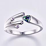 Beiver Free Size Rhinestone Silver Color Rings for Women Triangle Purple Stone Adjust Flower Finger Ring Jewelry Gifts