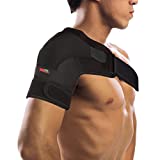 Adjustable Sports Back Shoulder Brace Shoulder Pad Wrap Support Belt Single Sports Pretector - G02 by Mumian (R, Black)