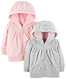 Simple Joys by Carter's Girls' 2-Pack Fleece Full Zip Hoodies, Light Gray/Pink, 18 Months