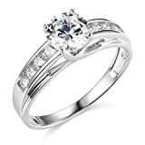 14k White Gold SOLID Wedding Engagement Ring - Size 8