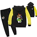 XMTIHE Kids Child Ben 10 Zipper Jacket Sweatshirt-Novelty Hoodies and Sweatpants Set for Boys Girls(2-14Y) Yellow