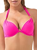 Smart & Sexy Women's Swim Secret Mega Push-up Halter Bikini Top, Fuchsia Sizzle, 34C