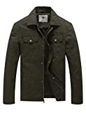 WenVen Men's Canvas Cotton Military Jacket Tactical Outwear (Army Green,L)