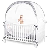 ZXPLO Baby Safety Crib Tent Infant Pop up Mosquito Net Nursery Bed Canopy Netting Cover - Keep Baby from Climbing Out with Hanging Diaper Storage Bag