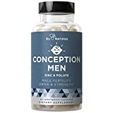 Conception Men Fertility Vitamins – Male Optimal Count, Motility Strength, Healthy Volume Production – Zinc, Folate, Ashwagandha Pills – 60 Vegetarian Soft Capsules