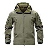TACVASEN Men Windproof Softshell Tactical Hoodie Fleece Hunting Jacket Coat Army Green,US XL