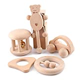 Promise Babe Puzzle Toys Montessori Teether Toys Set Infant Wooden rattles Interesting Toys 5pc Nursing Wooden Teether Rattles
