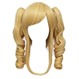 Tsnomore Ponytails Cosplay Wigs for Women,Middle Length Curly Blonde pigtails Wig,Suitable for Daily Wear and Masquerade