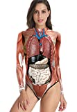 Skeleton One-Piece Swimsuits Novelty Weird Funny Swimwear Swimming Suits (L/XL, Organs)