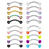 Mayhoop 16G Surgical Steel Daith Rook Earring 8mm 10mm Curved Barbell Eyebrow Rings Piercing Jewelry For Women Men 20Pcs