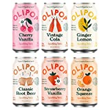 OLIPOP - 6-Flavor Soda Variety Pack, Healthy Soda Sampler, Prebiotic Soft Drinks, Supports Digestive Health & Gut Health, 9g of Dietary Plant Fiber, Low Calorie, Low Sugar, Vegan (12 oz, 6-Pack)