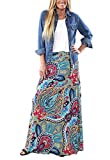 Yinggeli Women's Bohemian Print Long Maxi Skirt (Large, B-Flower)