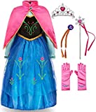 FUNNA Princess Costume for Toddler Girls Fancy Dress Party with Accessories Blue, 5T