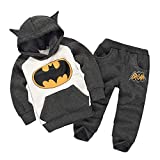 Toddler Little Kids Baby Boys Girls Batman Outfits Set,Long Sleeve Hoodie Sweatsuit Tracksuits Clothing Suit with Pockets Gray