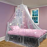 Bed Canopy with Glow in The Dark Unicorns, Stars and Rainbows for Girls, Kids & Babies, Anti Mosquito Net Use to Cover The Baby Crib, Kid Bed, Girls Bed Or Full Size Bed, Fire Retardant Fabric, White
