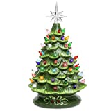 Best Choice Products 15in Pre-lit Hand-Painted Ceramic Tabletop Christmas Tree Holiday Decoration w/ 64 Multicolored Lights - Green
