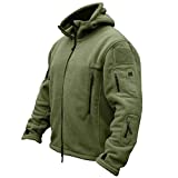 ReFire Gear Men's Warm Military Tactical Sport Fleece Hoodie Jacket, Army Green, Medium