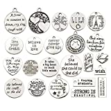 WOCRAFT 40pcs Inspiration Words Charms Craft Supplies Beads Charms Pendants for Jewelry Making Crafting Findings Accessory for DIY Necklace Bracelet (M331)