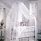 Sealike Cute Baby Mosquito Net Nursery Toddler Bed Crib Canopy Netting Hanging Ring with Stylus (White)