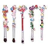 Cute Fairy Makeup Brush Set - 5pcs Wand Makeup Brushes with Premium Synthetic Fiber and Flower Handle for Blush, Foundation, Eyebrow, Eyeshadow, and Lips, Prefect Gift for Sister