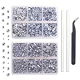 Outuxed 5040pcs Clear Hotfix Rhinestones 6 Mixed Size Crystal Flatback Rhinestones for Crafts Round Glass Gems with Tweezers and Picking Rhinestones Pen 2-6.5mm