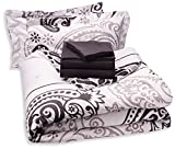 Chic Home Olivia 20-Piece Comforter Set Reversible Paisley Print Complete Bed in a Bag with Sheet Set, Window Treatments, and Decorative Pillows, Queen Black/White