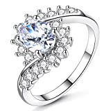 Beiver Fashion Oval Micro Pave Princess Cut Cubic Zirconia Jewelry Rings for Women Party Decoration Whole Sale,6,Clear