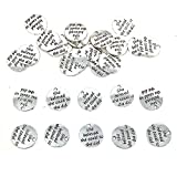 JIALEEY 30pcs Alloy 'She believed she could so she did' DIY Message Charms Pendant for Crafting Bracelet Necklace Jewelry Making Accessory, Antique Silver Round