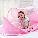 LUCKSTAR Baby Travel Bed - Fold Baby Bed Mosquito Net Netting Play Tent House for Baby/Kids (Cute Pink) …