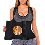 Sweat Waist Trainer Girdle Workout Sauna Tank Top Vest for Women Weight Loss Exercise, Double Tummy Slimmer (Black, M)