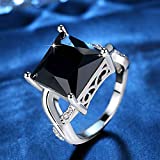 Beiver Princess Cut Rings for Women Filled Purple/Pink/Black Zirconia Rings Wedding Engagement Ring Gorgeous Jewelry Gifts