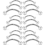 SCERRING 18PCS 16G Stainless Steel Eyebrow Tragus Helix Rook Daith Earrings Belly Lip Ring Barbell With Balls Body Piercing Jewelry 8mm 10mm 12mm Silver